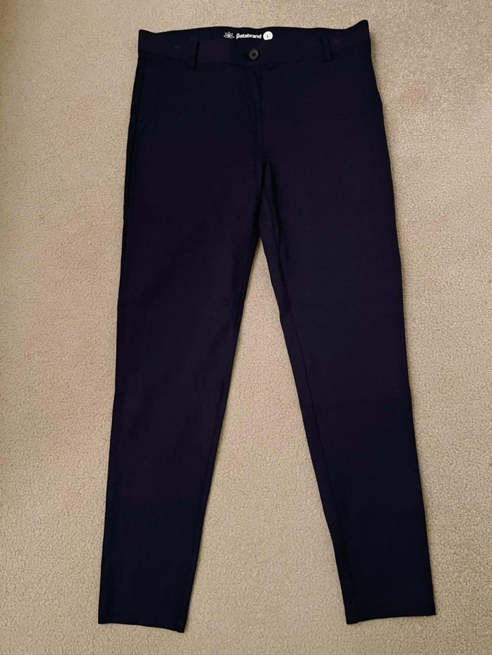 Betabrand Navy Blue Ponte Skinny-Leg Dress Pant Yoga Pants (size Large)